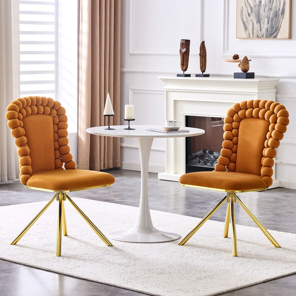 Puffy Bubble Ball Chain Chair for Dining Room & Kitchen (Set of 2)