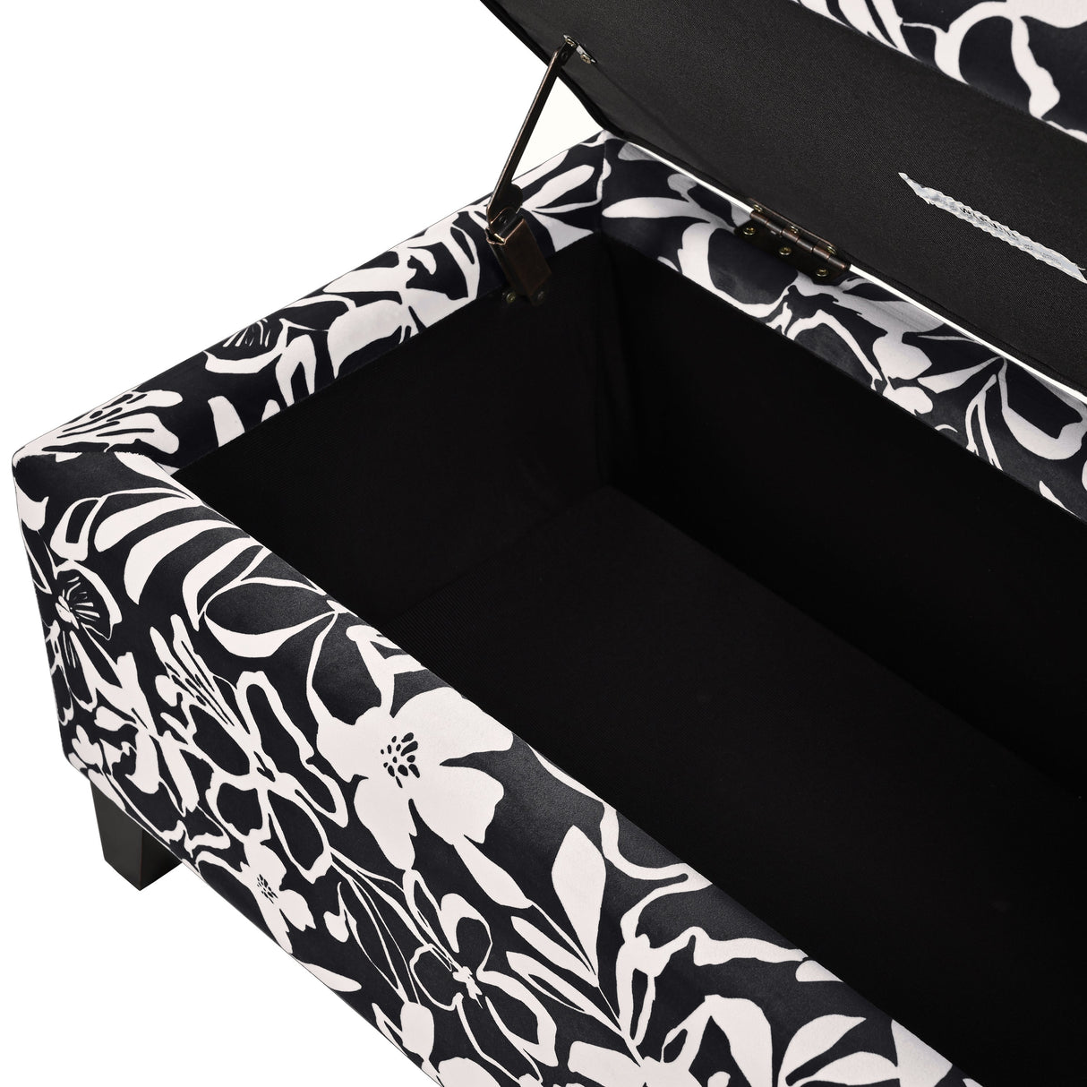 Luxury Storage Ottoman with Floral Patterned Fabric