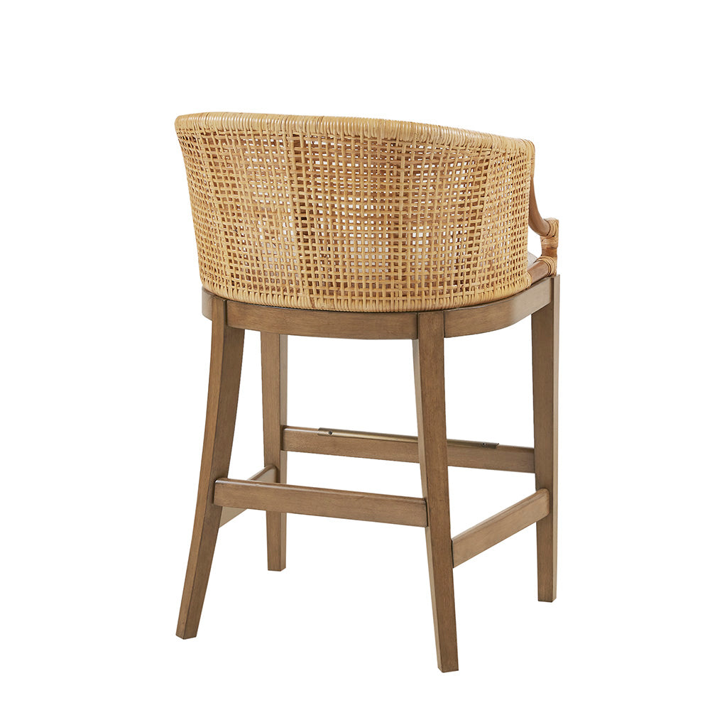 Broadenx 25" Counter Stool with Rattan Rounded Back and Recessed Arms