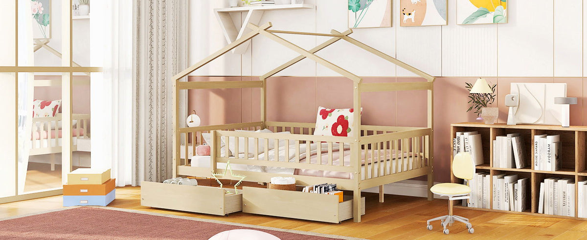 House Bed With 2 Drawers