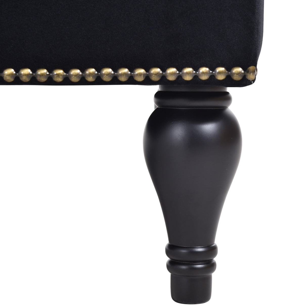 58" Velvet Chaise Lounge with Nailhead Trim and Solid Wood Legs