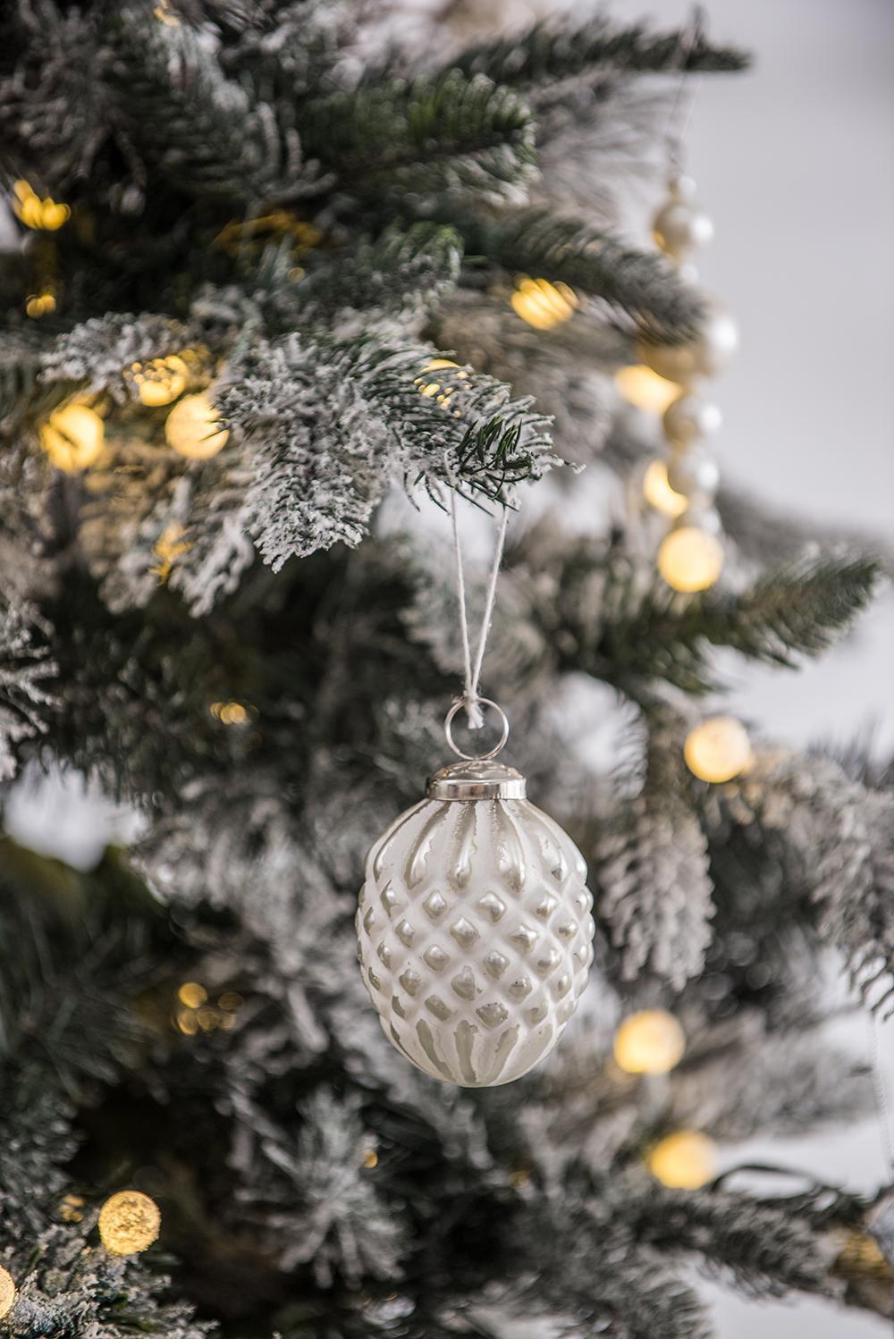 Glass Decorative Hanging Ball Christmas Tree Ornaments - White (Set of 12)