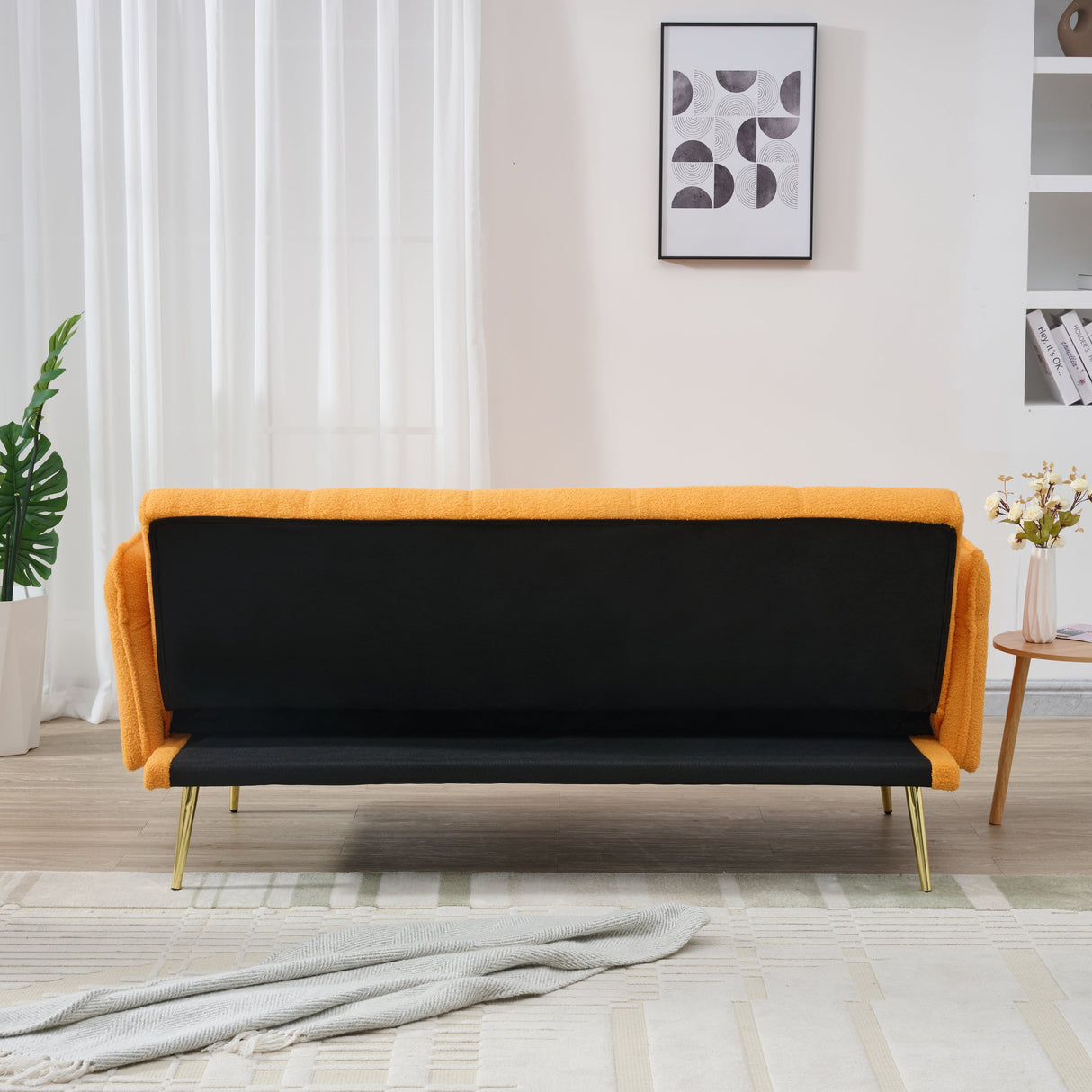 70-Inch Teddy Fleece Sofabed with Adjustable Arms and Backrest