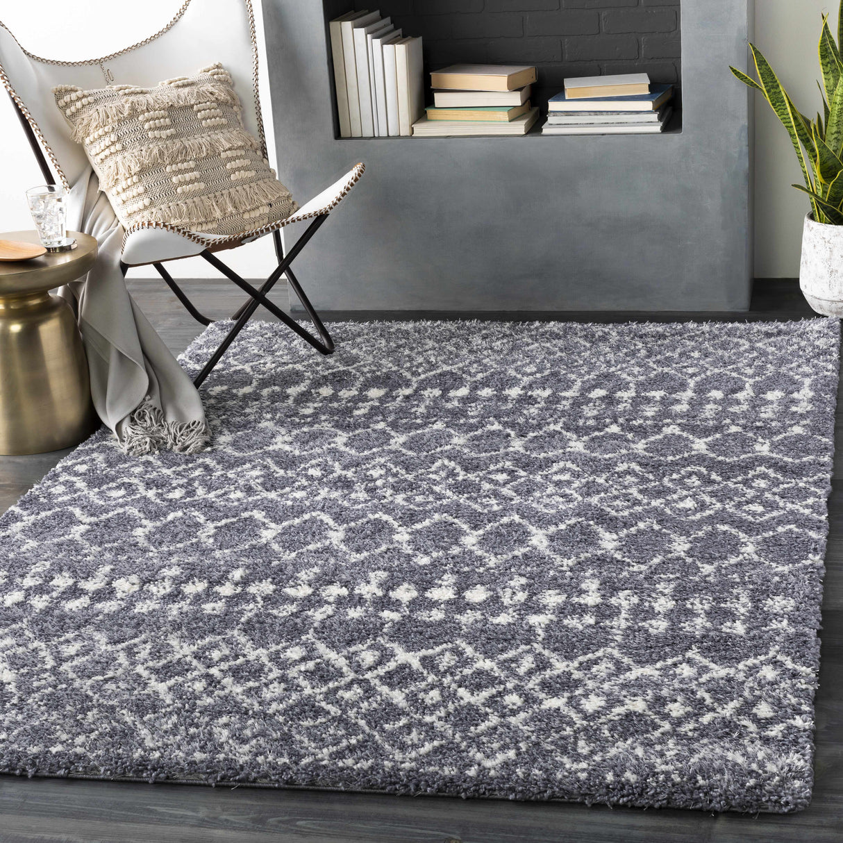 Dark Gray Blue Navassa Area Rug - Clearance