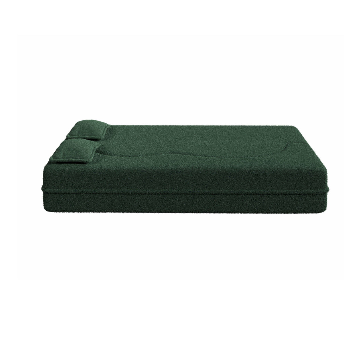 Modern Floor Sofa with 2 Pillows, Convertible Teddy Fabric Foam Filled Bed