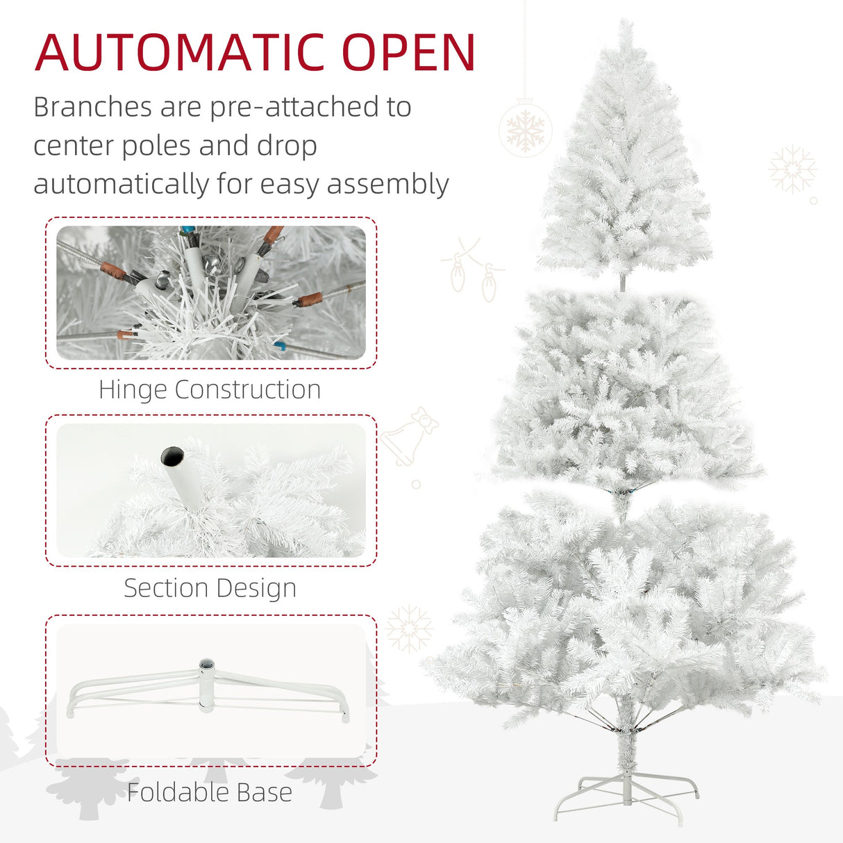 HOMCOM 7.5ft Tall Artificial Christmas Tree
