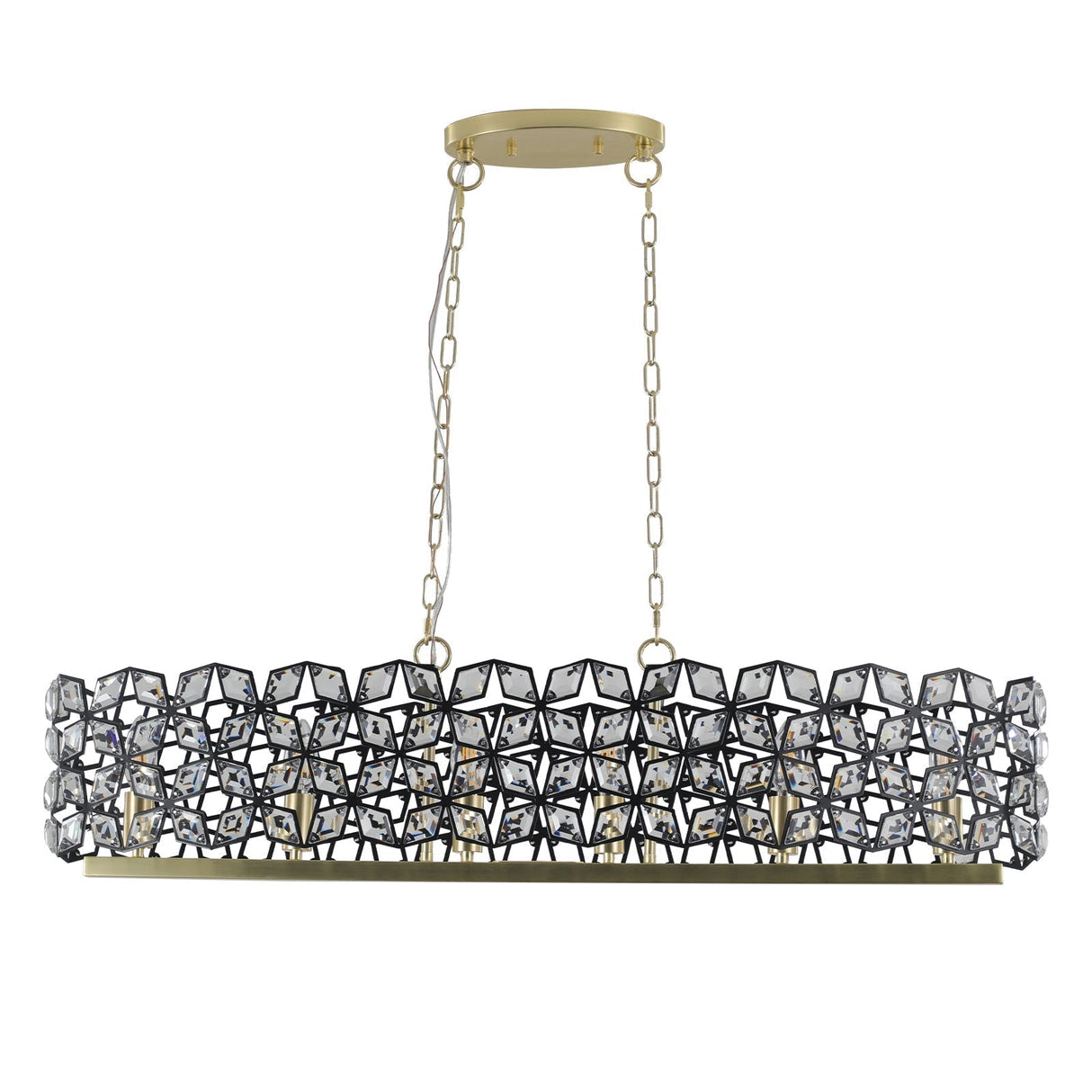 39" Contemporary Crystal and Black-Gold Pendant Chandelier