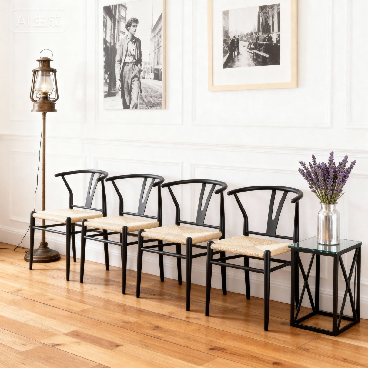 Wesborn Chair - Y-Shaped Medieval Style Armchair for Dining Table, Set of 4