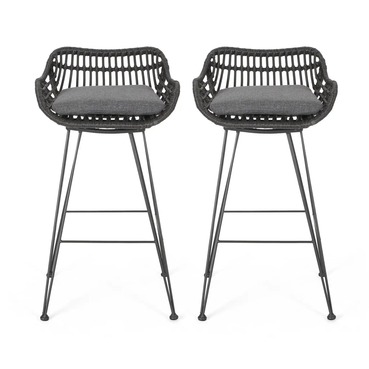 Outdoor Rattan Bar Chair With Metal Legs