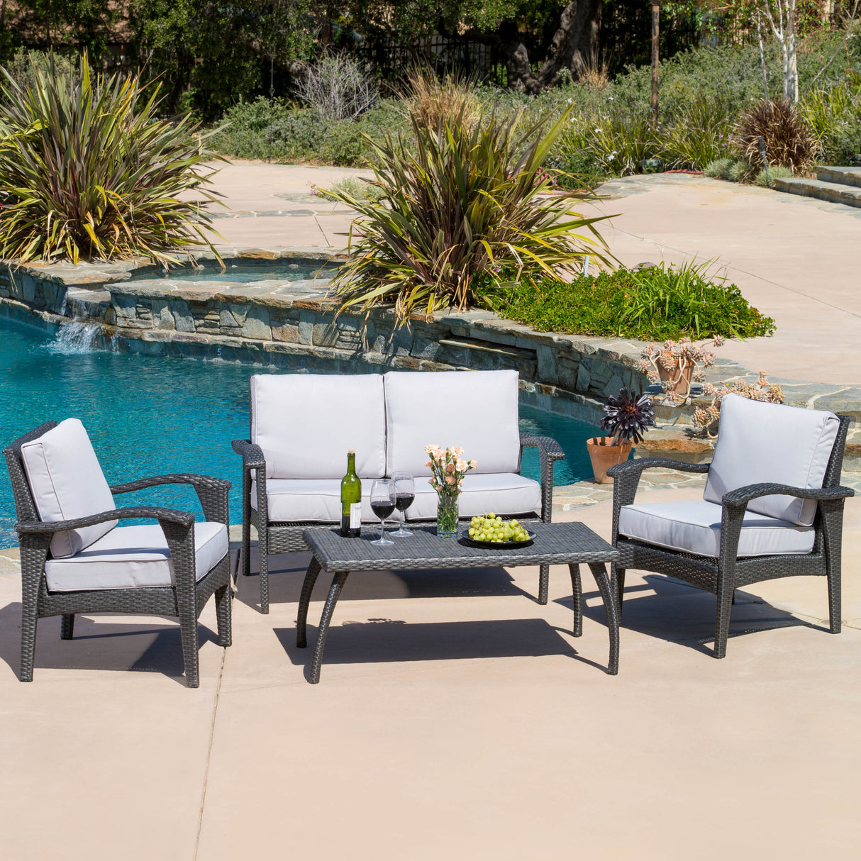 HONOLULU-Modern-4PC-PE-Wicker-Seating-Set-with-Cushions-Grey-Durable-Rattan-Outdoor-Furniture-Sets