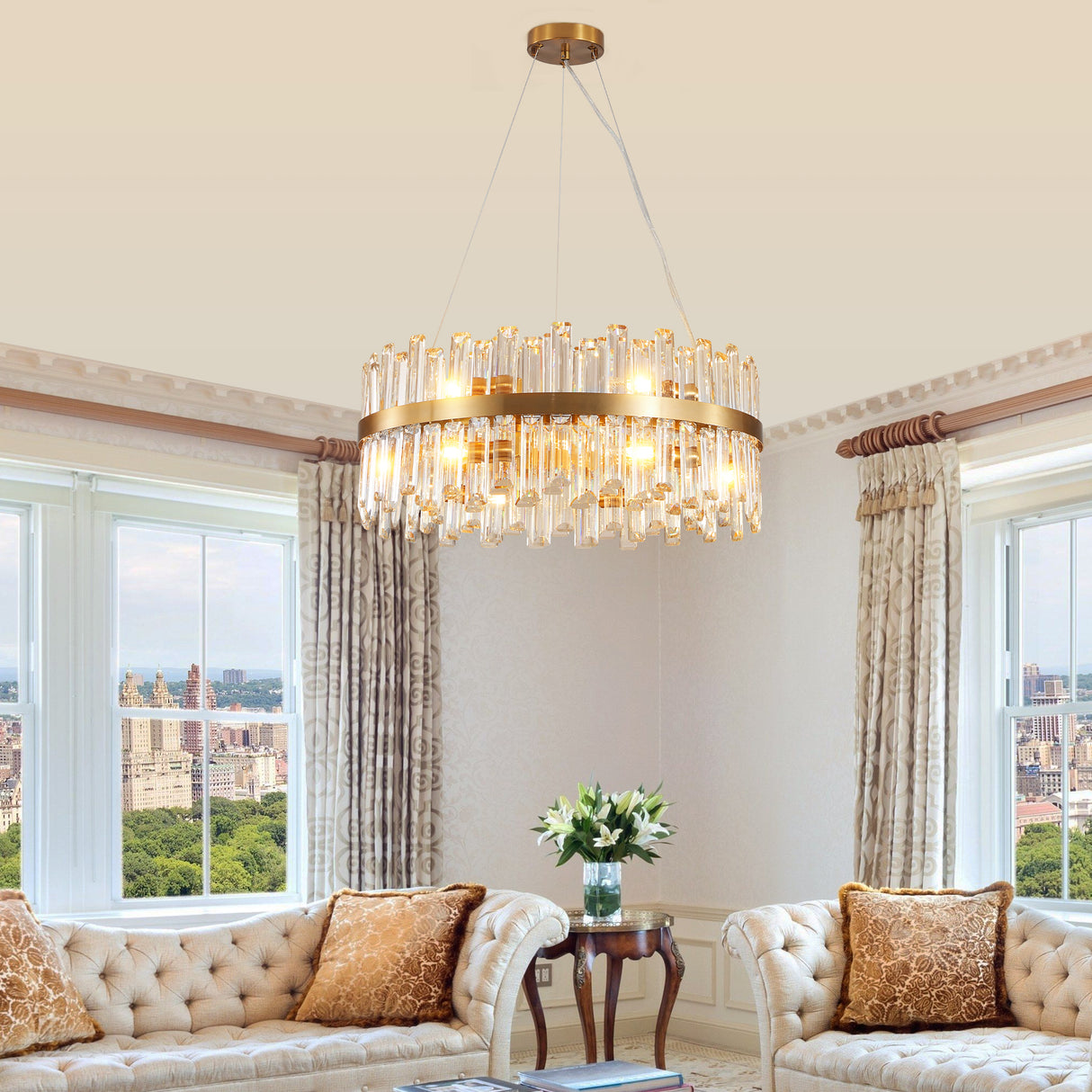 23.6 Inches Luxury Chandeliers Crystal Living Room Bedroom Decorative Lights (Bulbs Not Included)