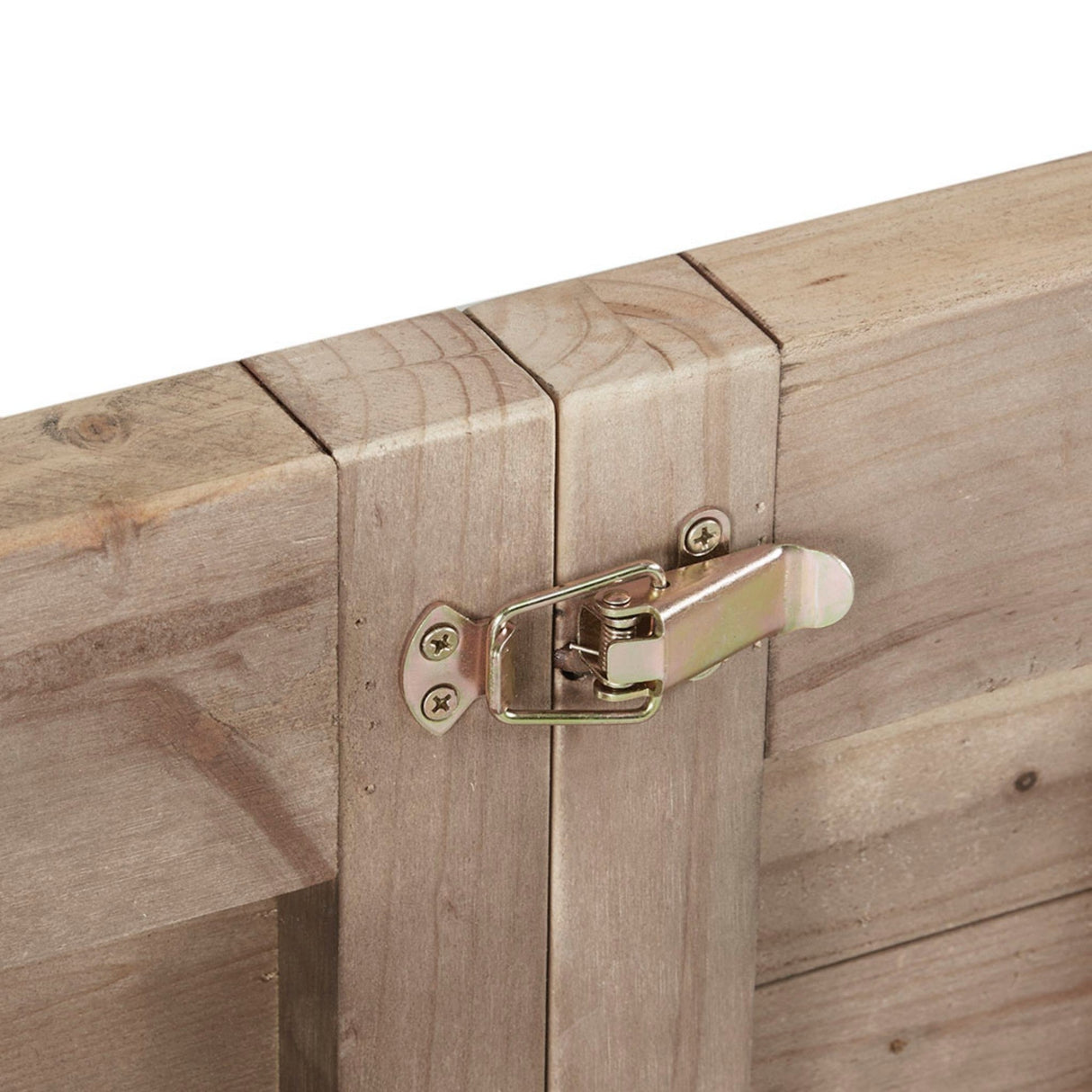 Rustic Dining Table with Metal Support in Natural Pine Wood Finish