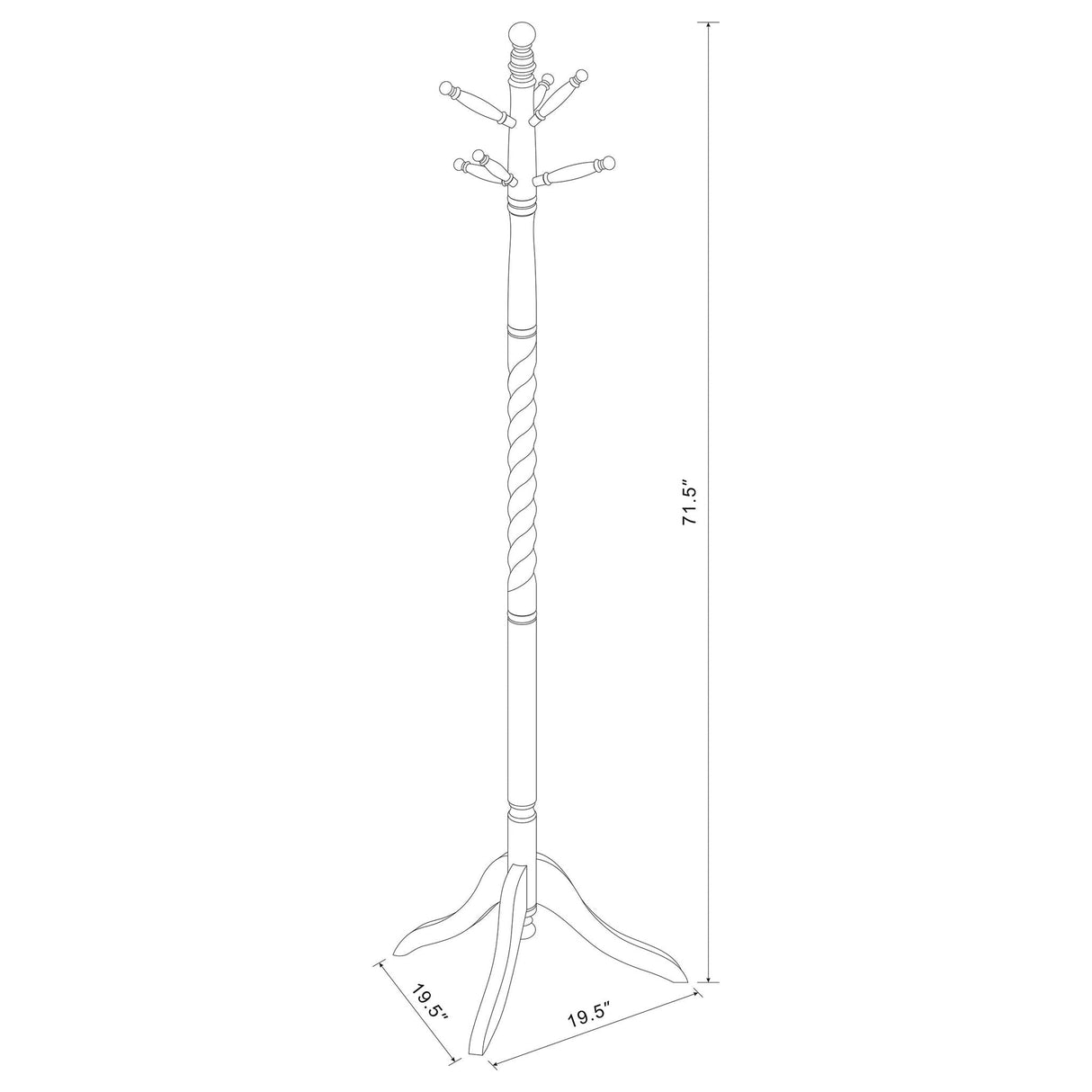 Coat Rack With Post Traditional Entryway Organizer With 6 Hooks - Brown