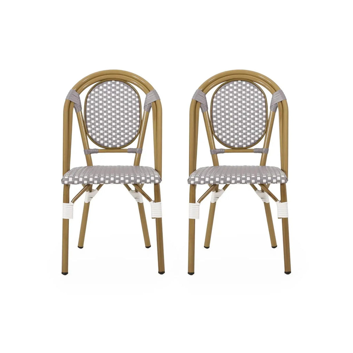 Outdoor Rattan and Aluminum French Bistro Chair Set