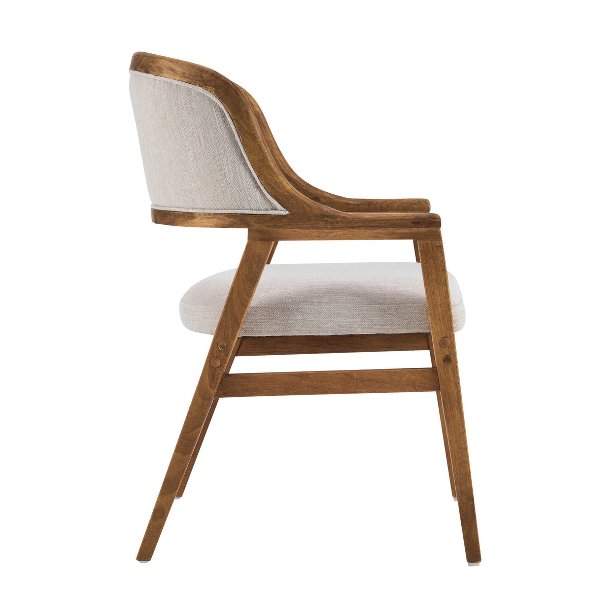 Mid-Century Modern Dining Chairs Set of 2Wood Frame Dining Chairs with Fabric Cushion for KitchenLiving RoomHome Office,Walnut+Beige