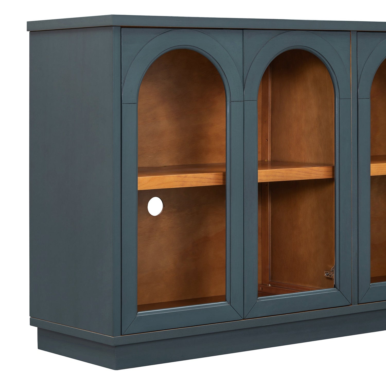 Arched Storage Cabinet with Glass Doors