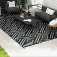 Reversible-outdoor-rug,-9'-x-18'-waterproof-plastic-straw-floor-mat,--black-&-gray-geometric-Outdoor-Rugs