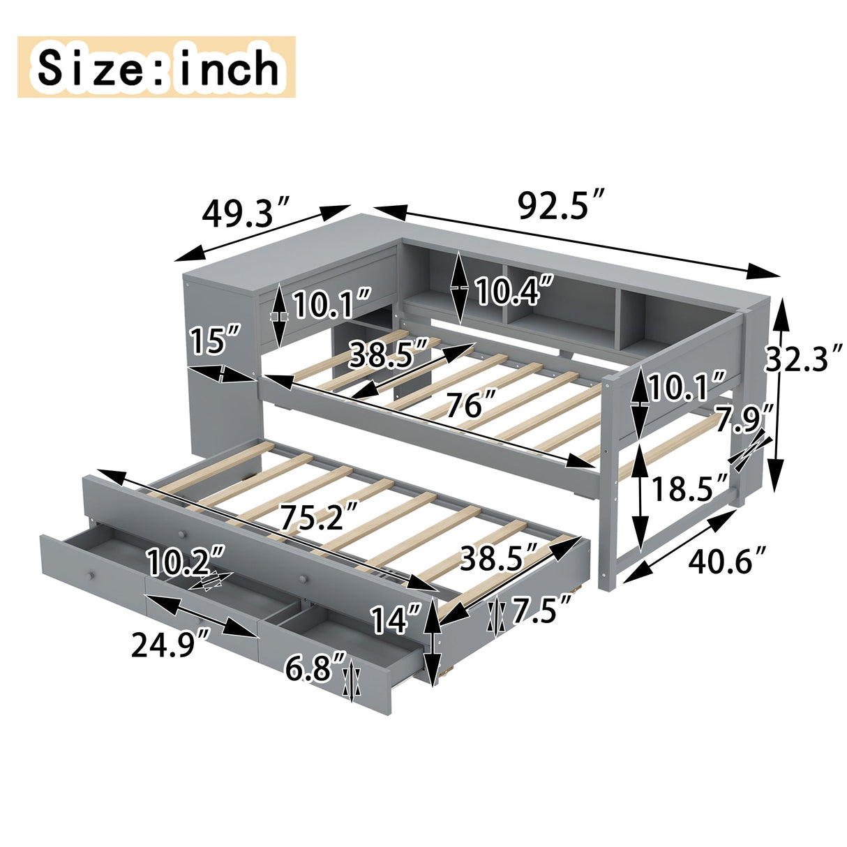 Twin Size Daybed with Trundle and Storage