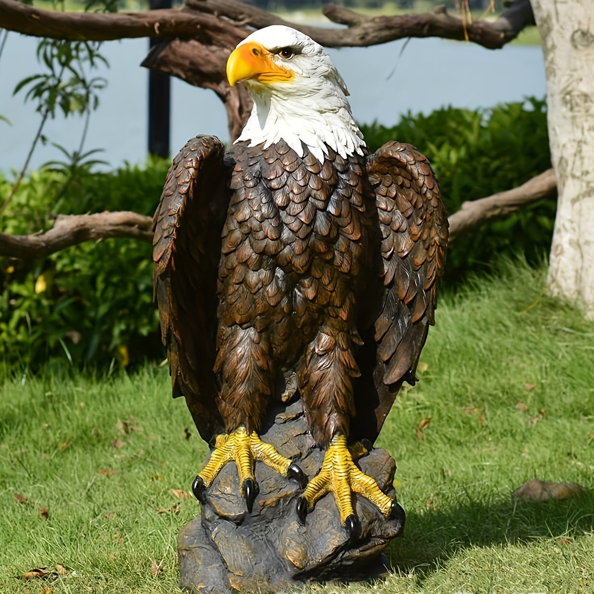 Large Standing Bald Eagle Garden Sculpture