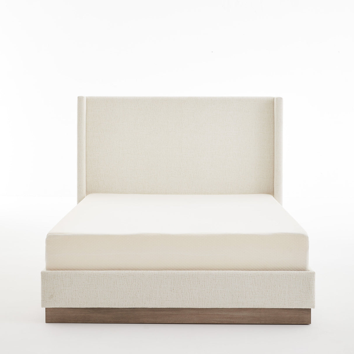 Hosford Upholstered Wingback Bed with Wood Base Platform
