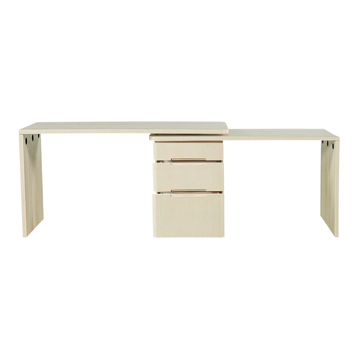 90" Modern L Shaped Desk with Rotating Design - Natural Wood or Walnut