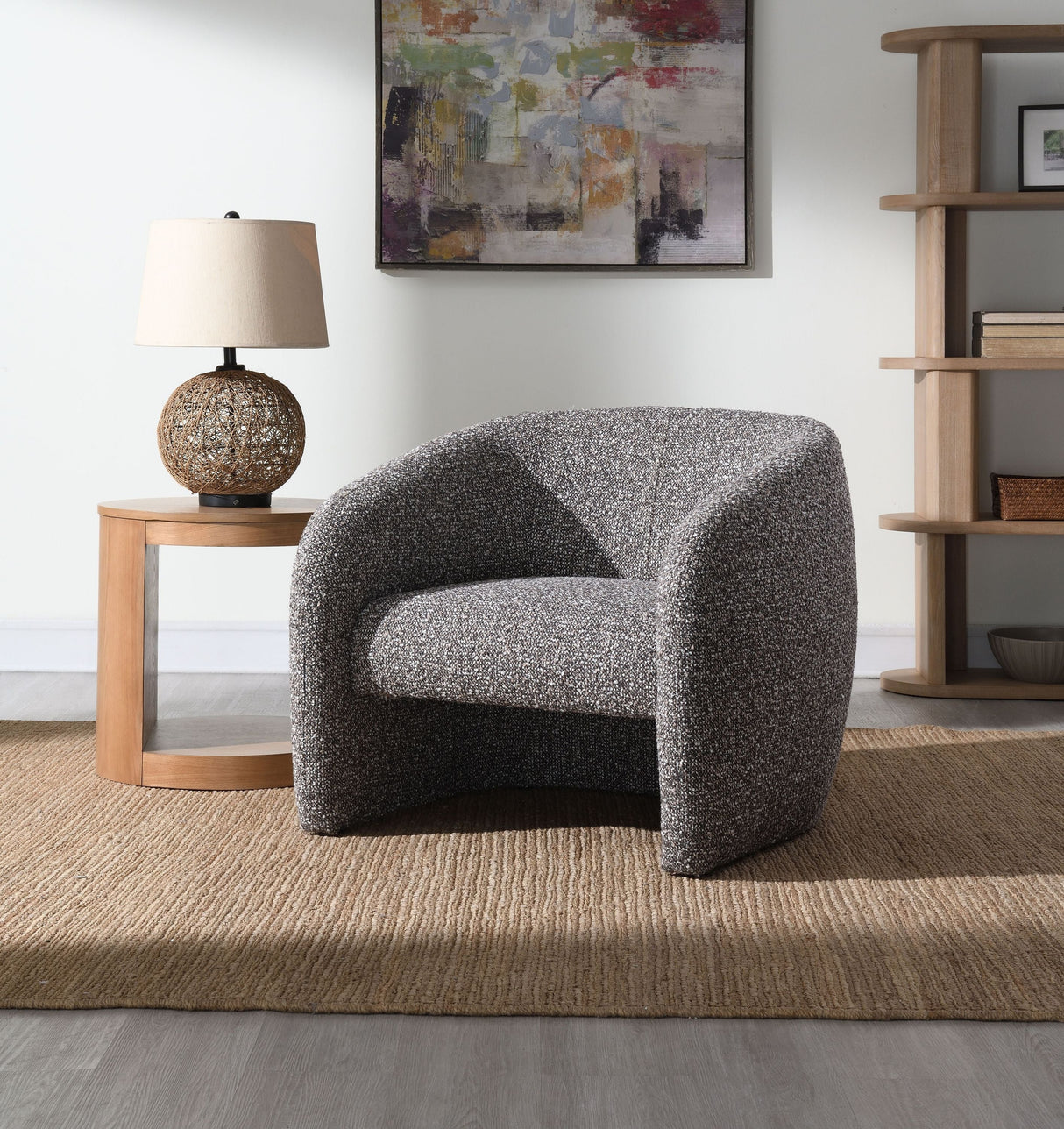 Livia Brown & Gray Tweed Accent Chair