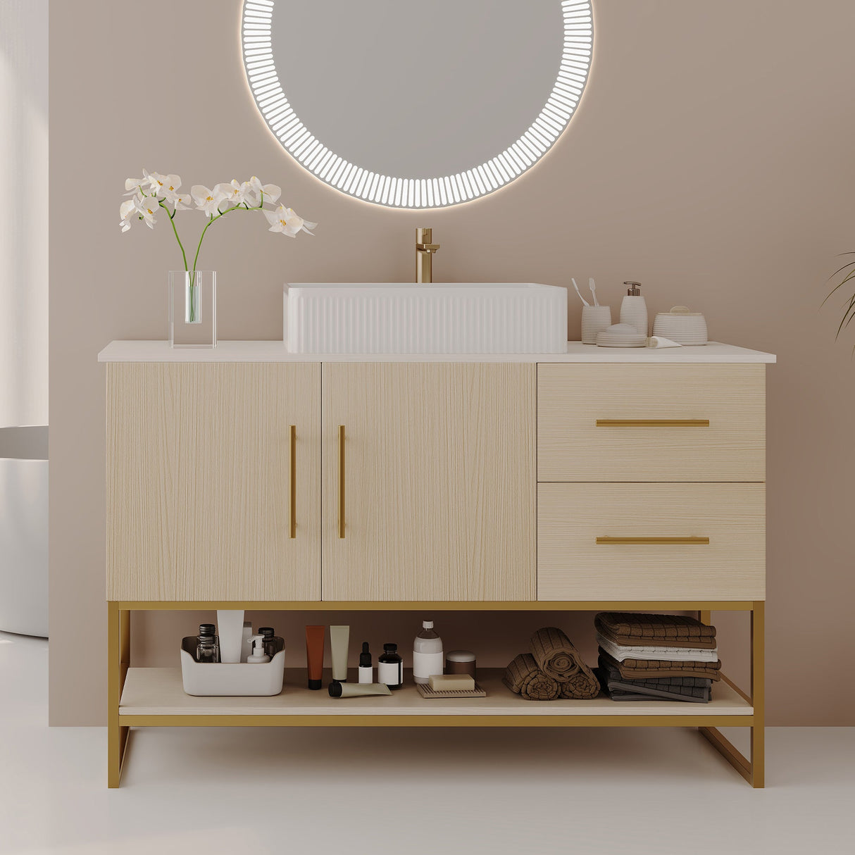 36" Modern Bathroom Vanity with Ceramic Vessel Sink