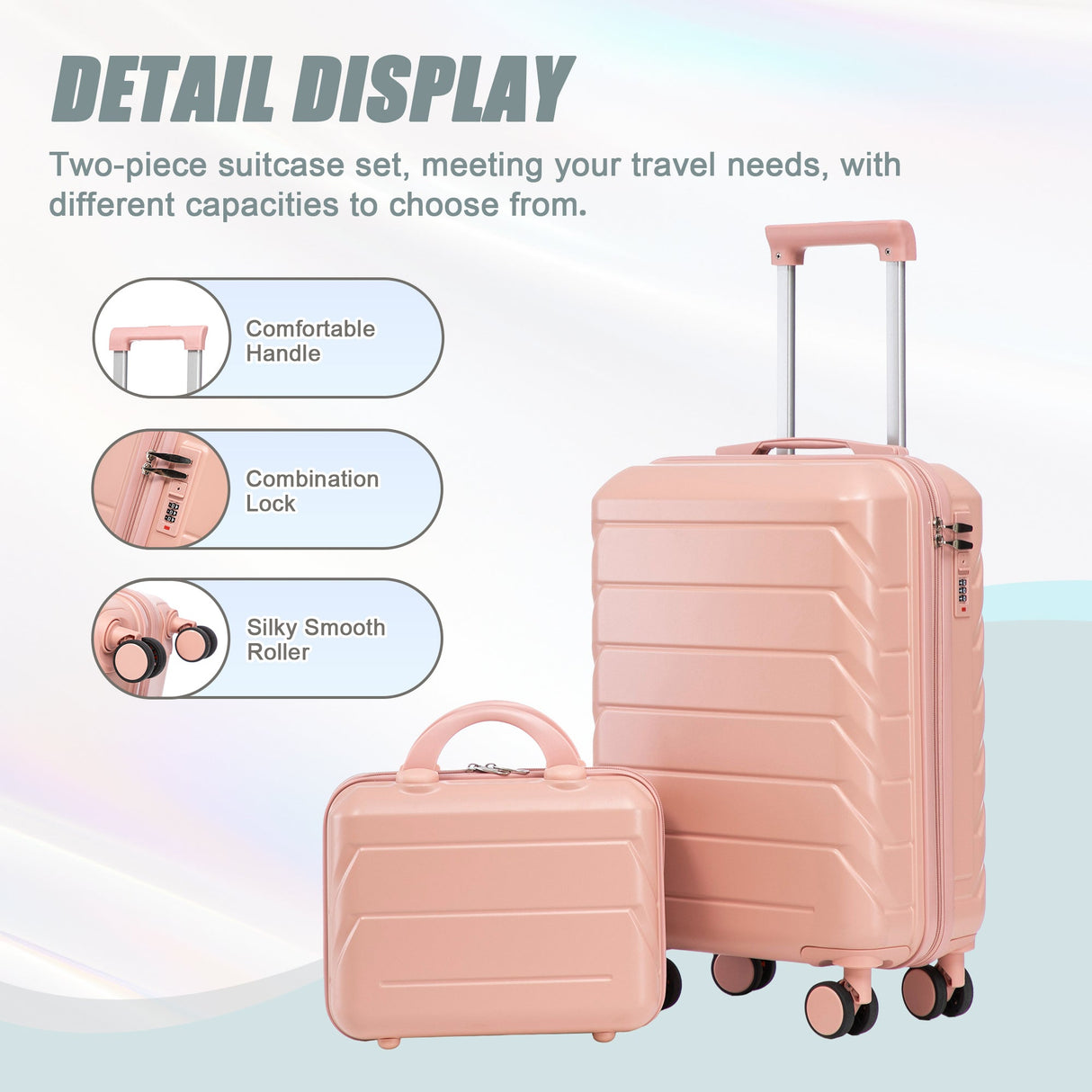 2-Piece ABS Spinner Wheel Luggage Set with Combination Lock