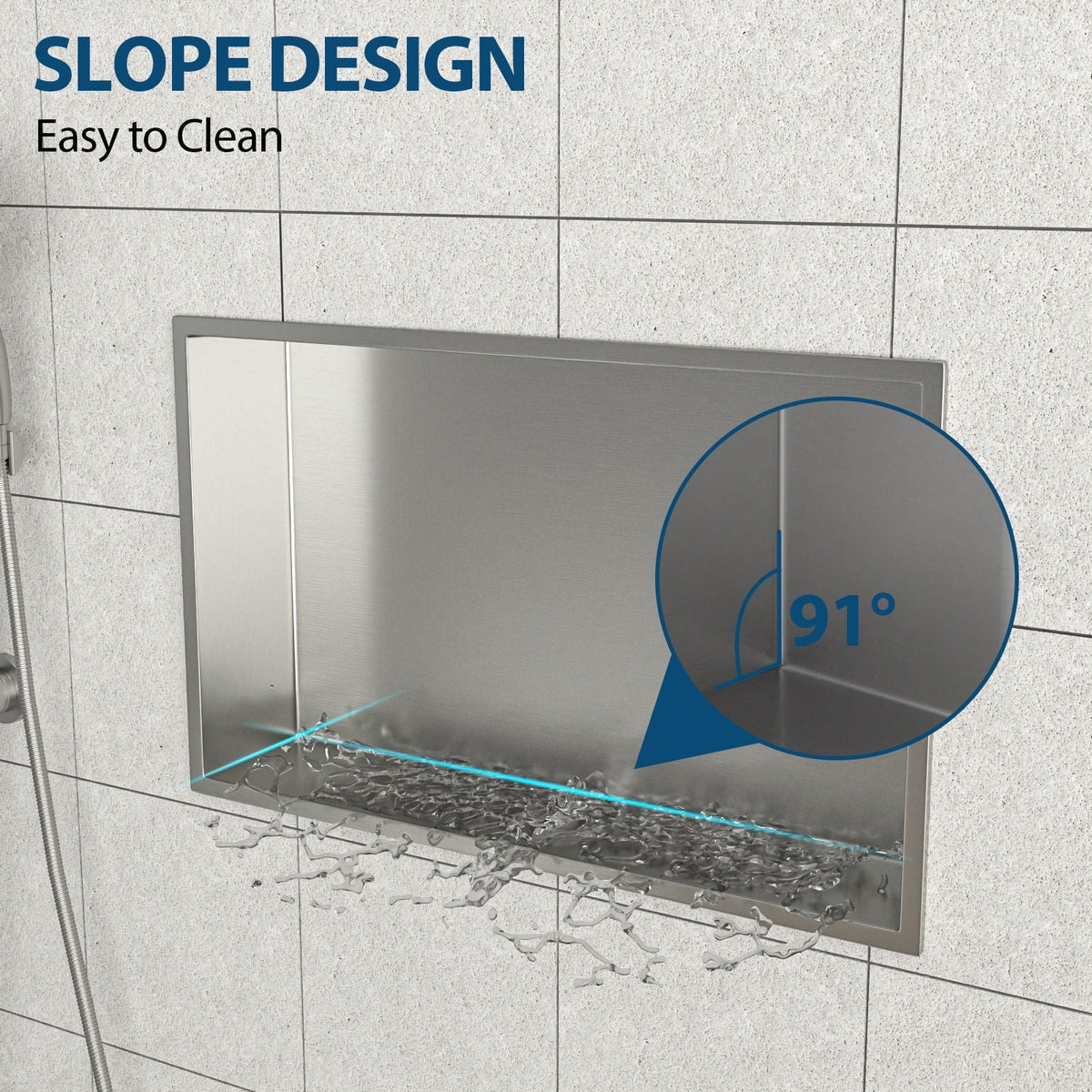 Stainless Steel Shower Niche With Seamless Design For Bathroom Storage