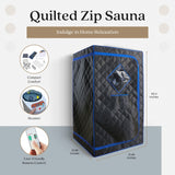 JOMEED 31 x 31 Inch Quilted Zip Sauna with Chair for Home Relaxation, Black