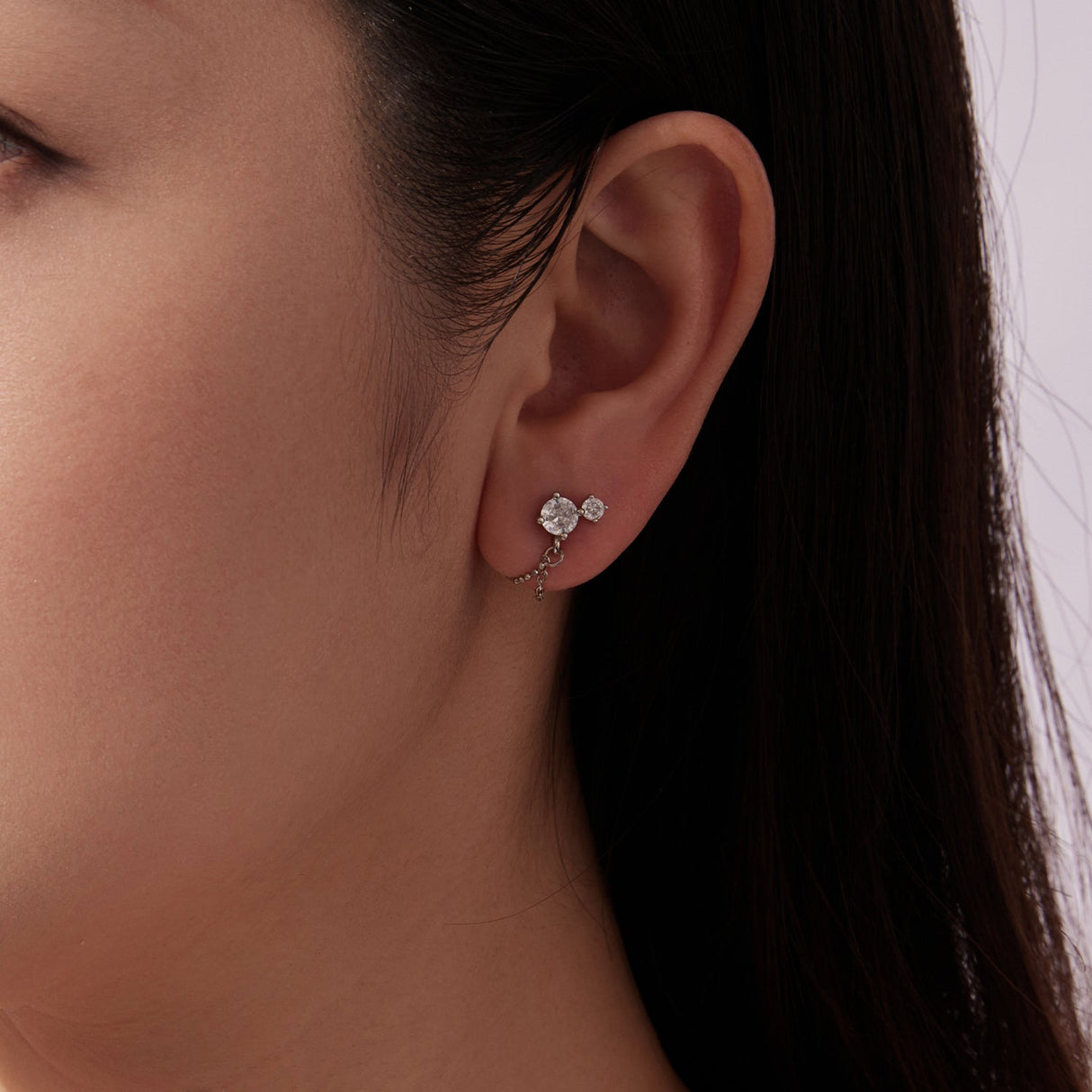 925 Sterling Silver White Gold Plated Pavé Setting CZ Earrings, 1.5cm for Women