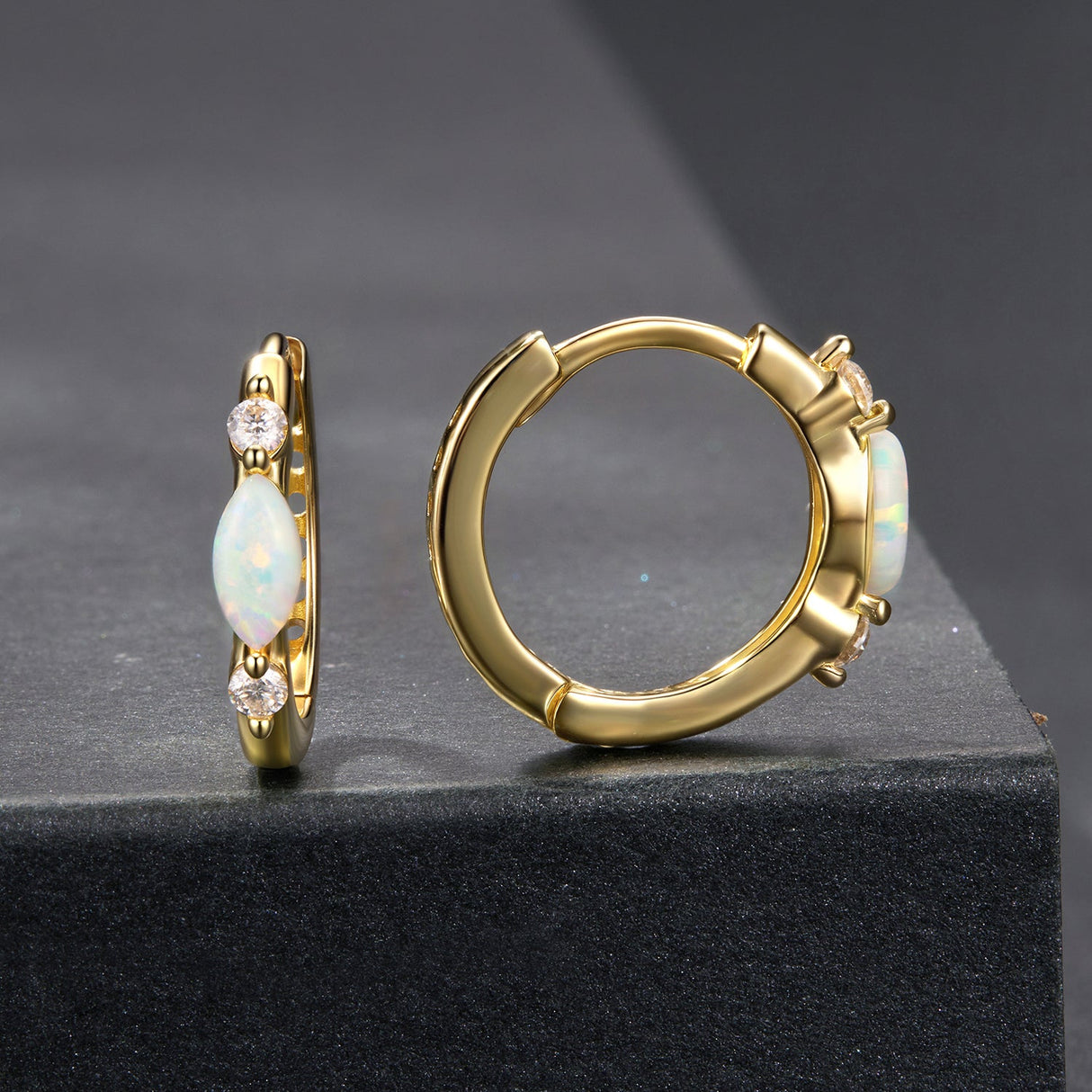 925 Sterling Silver Moissanite and Opal White Gold Plated Earrings for Women