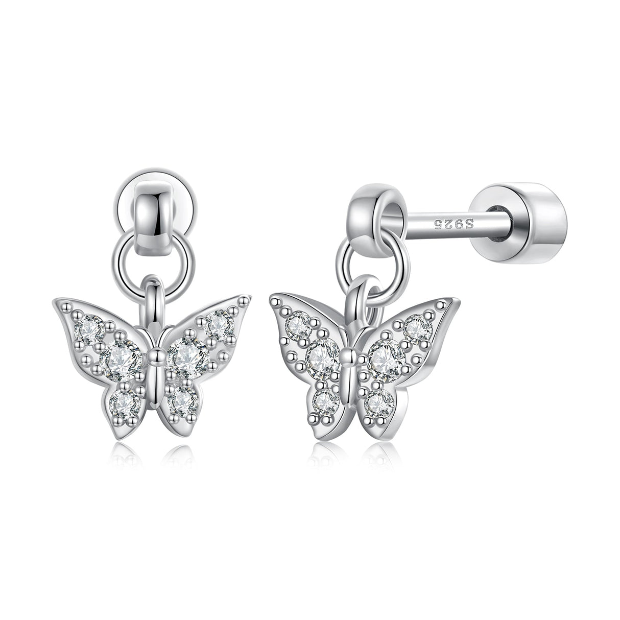 925 Sterling Silver White Gold Plated Earrings with CZ