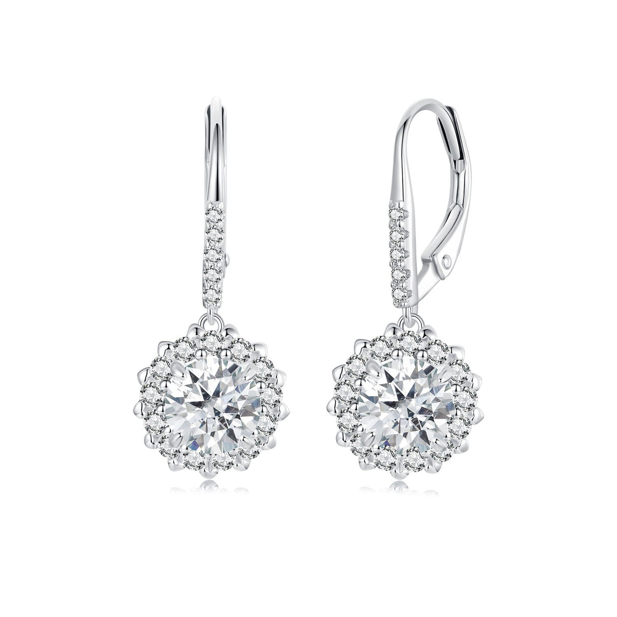 925 Sterling Silver Moissanite 1ct Earrings 26x11mm Pavé White Gold for Women