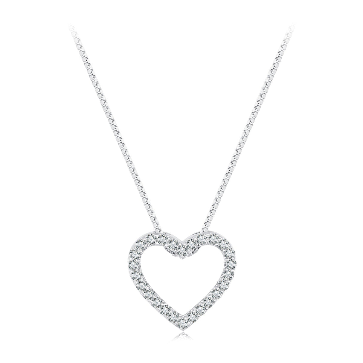 S925 Sterling Silver Necklace with Moissanite, 400mm + 50mm, Platinum Plated, Women