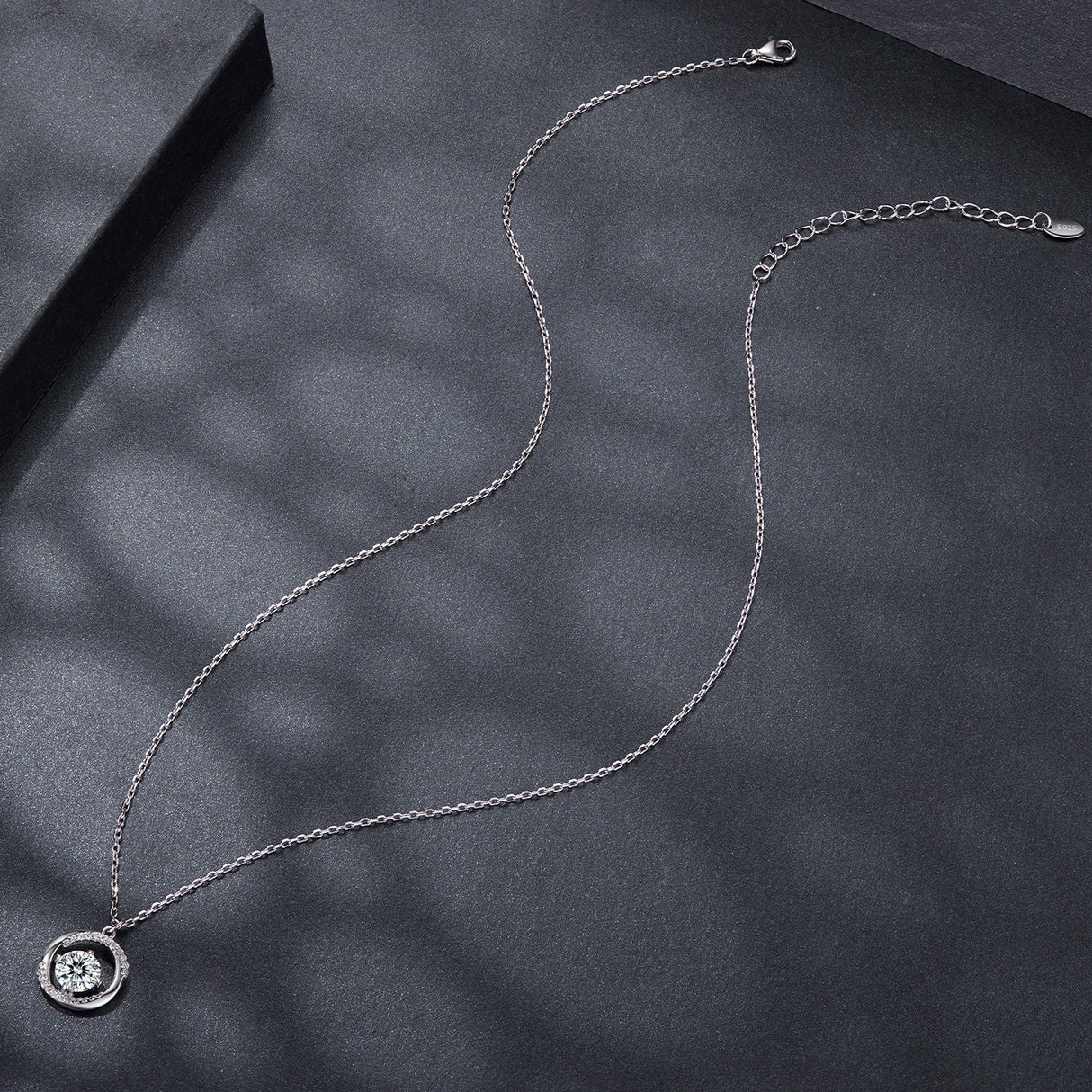 925 Sterling Silver Moissanite Necklace 40+5cm with CZ for Women