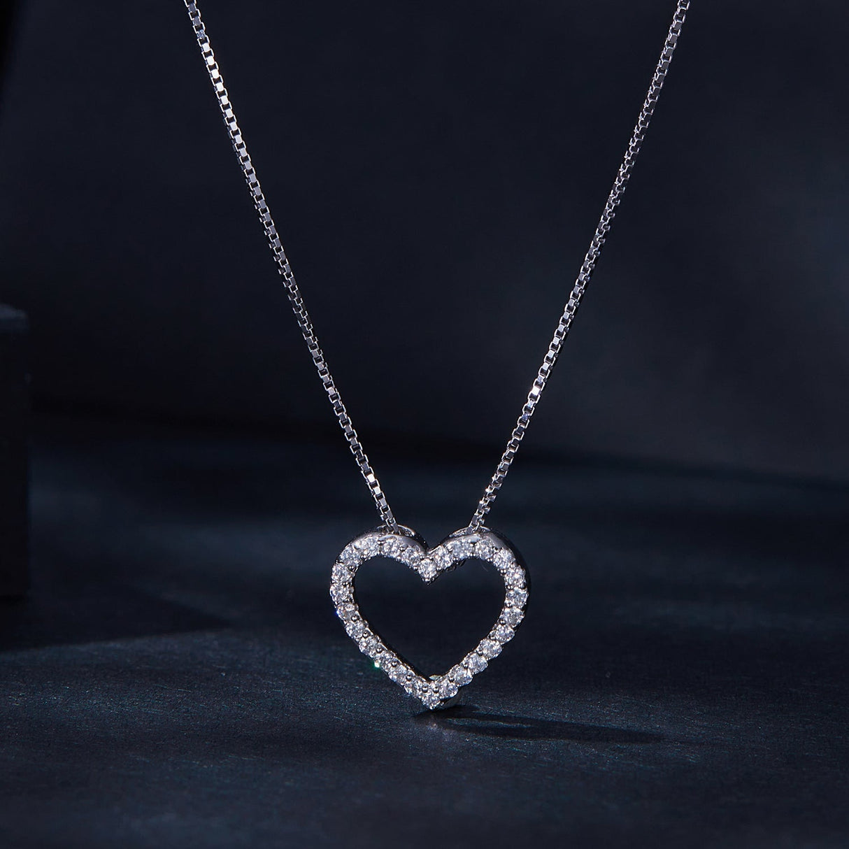 S925 Sterling Silver Necklace with Moissanite, 400mm + 50mm, Platinum Plated, Women
