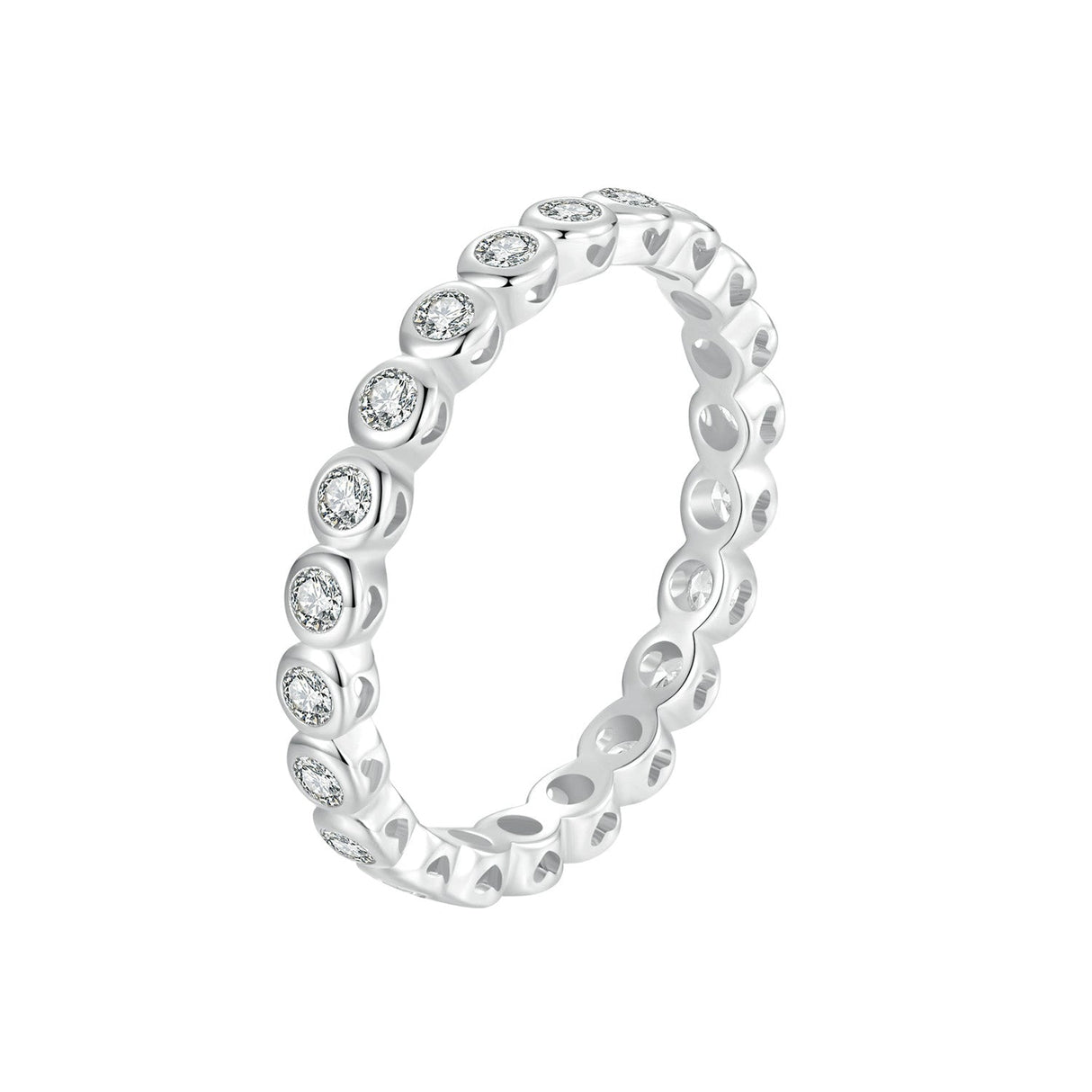 925 Sterling Silver 2mm Moissanite Ring Size 7 for Women