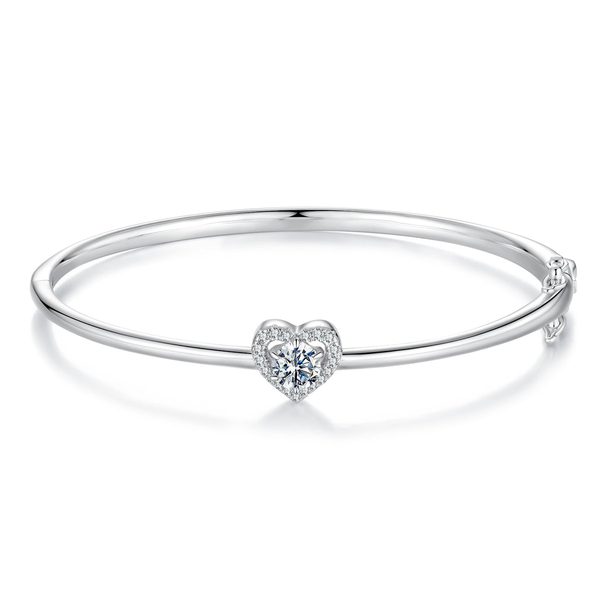 925 Sterling Silver Moissanite & CZ Bracelet Size 17 for Women