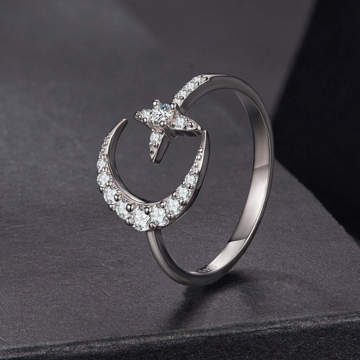 925 Sterling Silver Moissanite 0.25cm White Gold Plated Ring - Size E for Women
