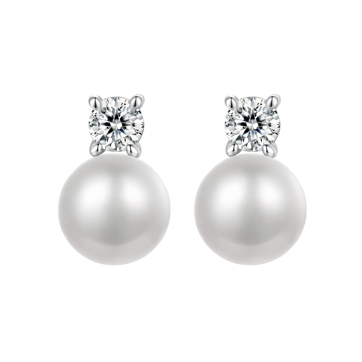 925 Sterling Silver Moissanite 0.1ct Freshwater Pearl Earrings for Women