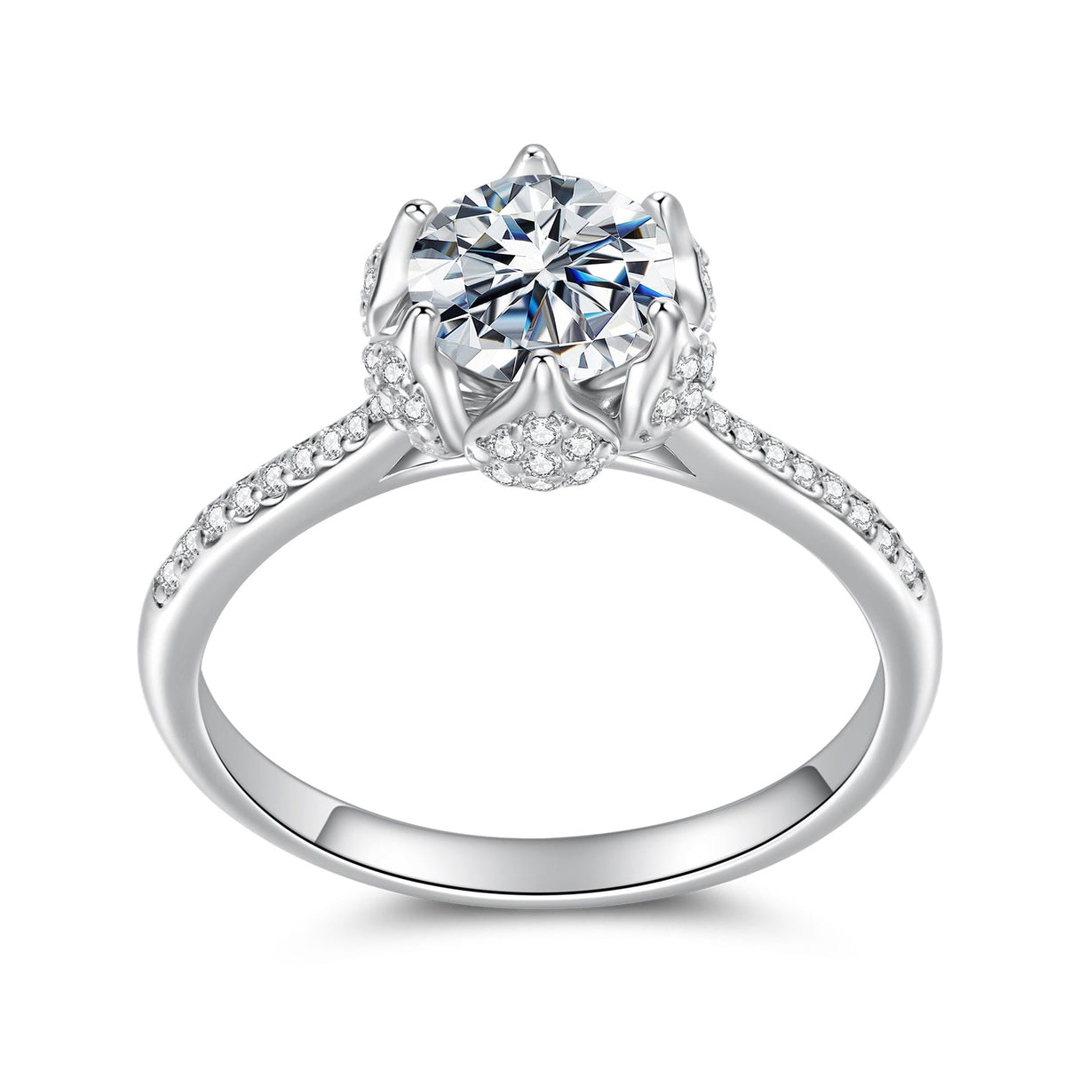 925 Sterling Silver Moissanite Ring 1ct Size 6 White Gold Plated for Women