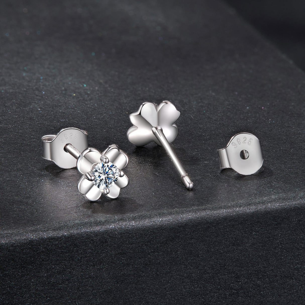 925 Sterling Silver Moissanite Earrings 0.6cm for Women