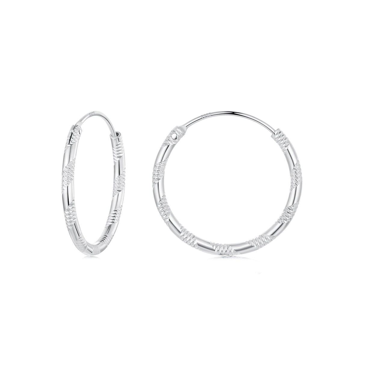 925 Sterling Silver Plated White Gold Earrings 3.0cm for Women