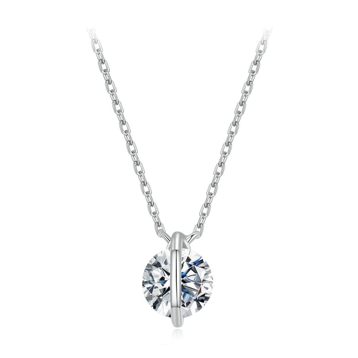 925 Sterling Silver 0.65 Carat Genuine Moissanite Necklace for Women