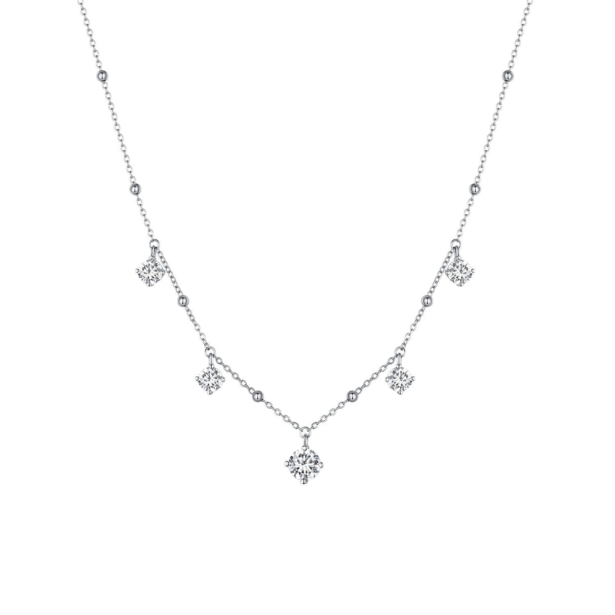 925 Sterling Silver 5.0mm Moissanite Necklace for Women
