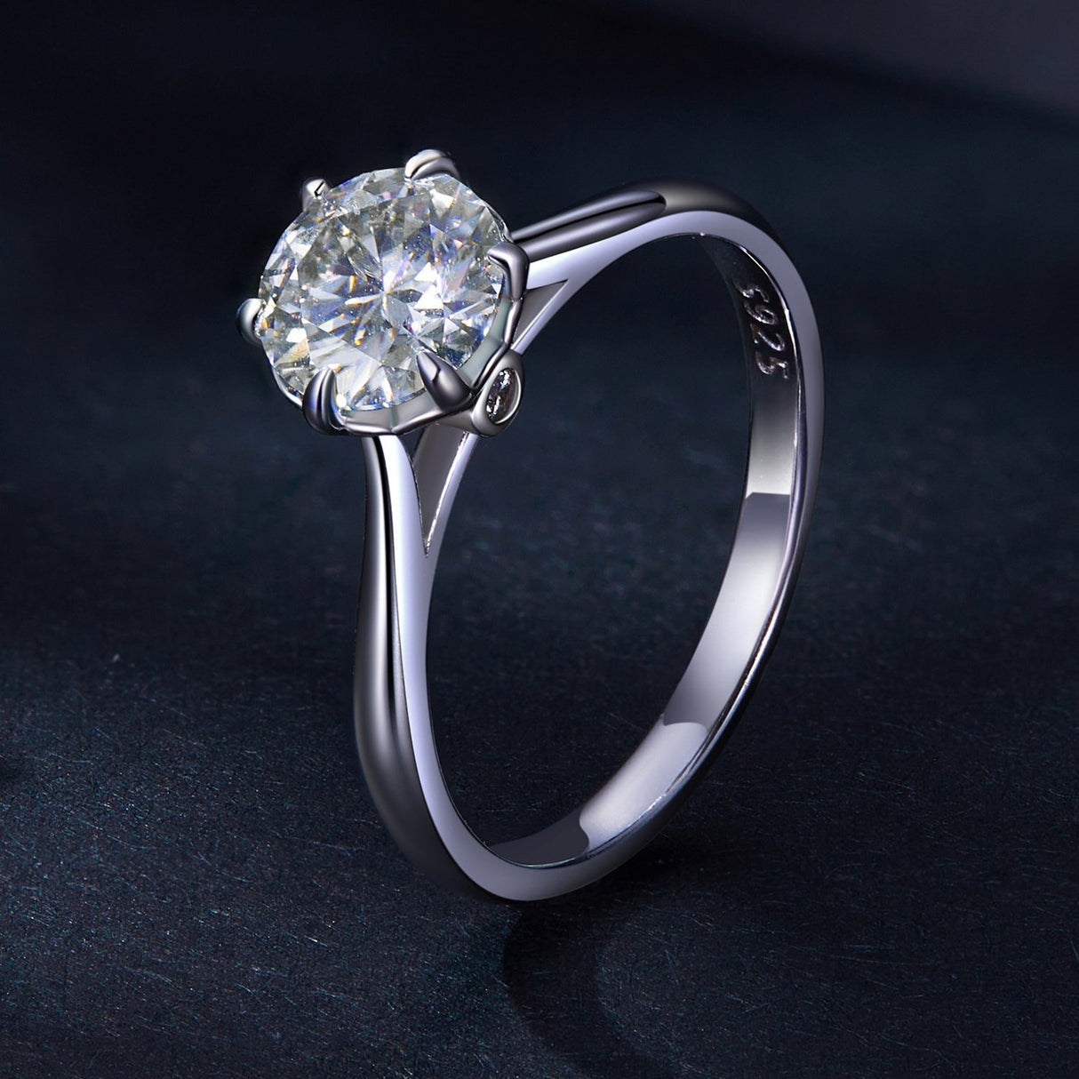 925 Sterling Silver Moissanite 1 Carat Ring Size 6 for Women