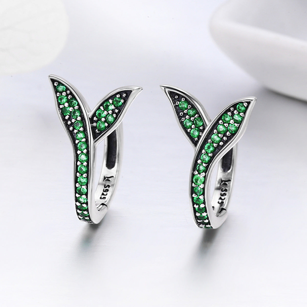 925 Sterling Silver Earrings with Pavé Setting CZ 1.5*1cm for Women