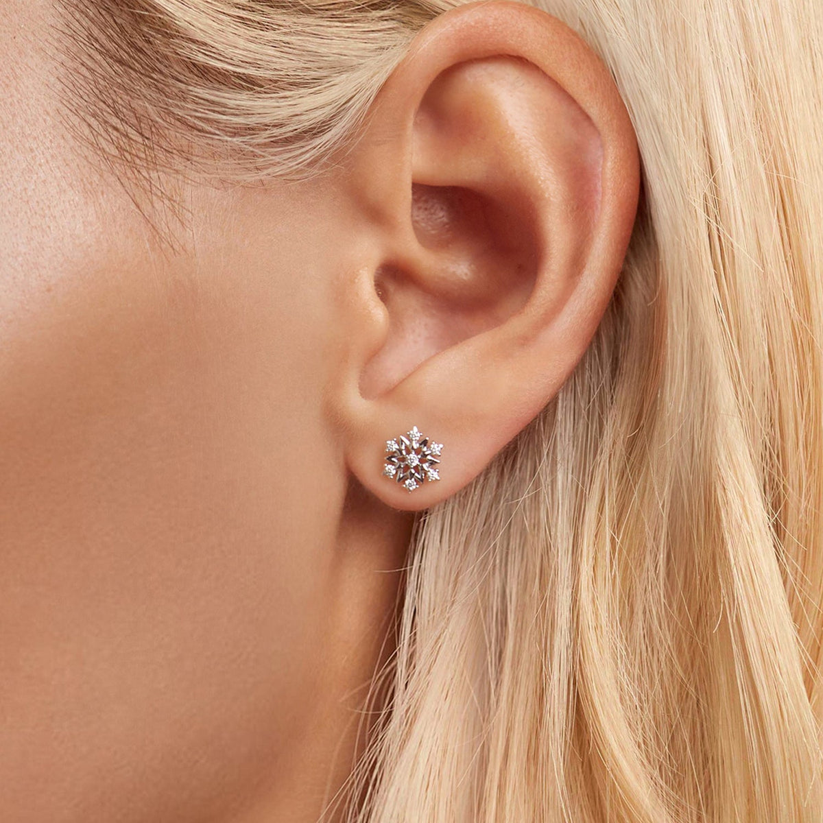 925 Sterling Silver Earrings with Pavé Setting CZ and White Gold Plating