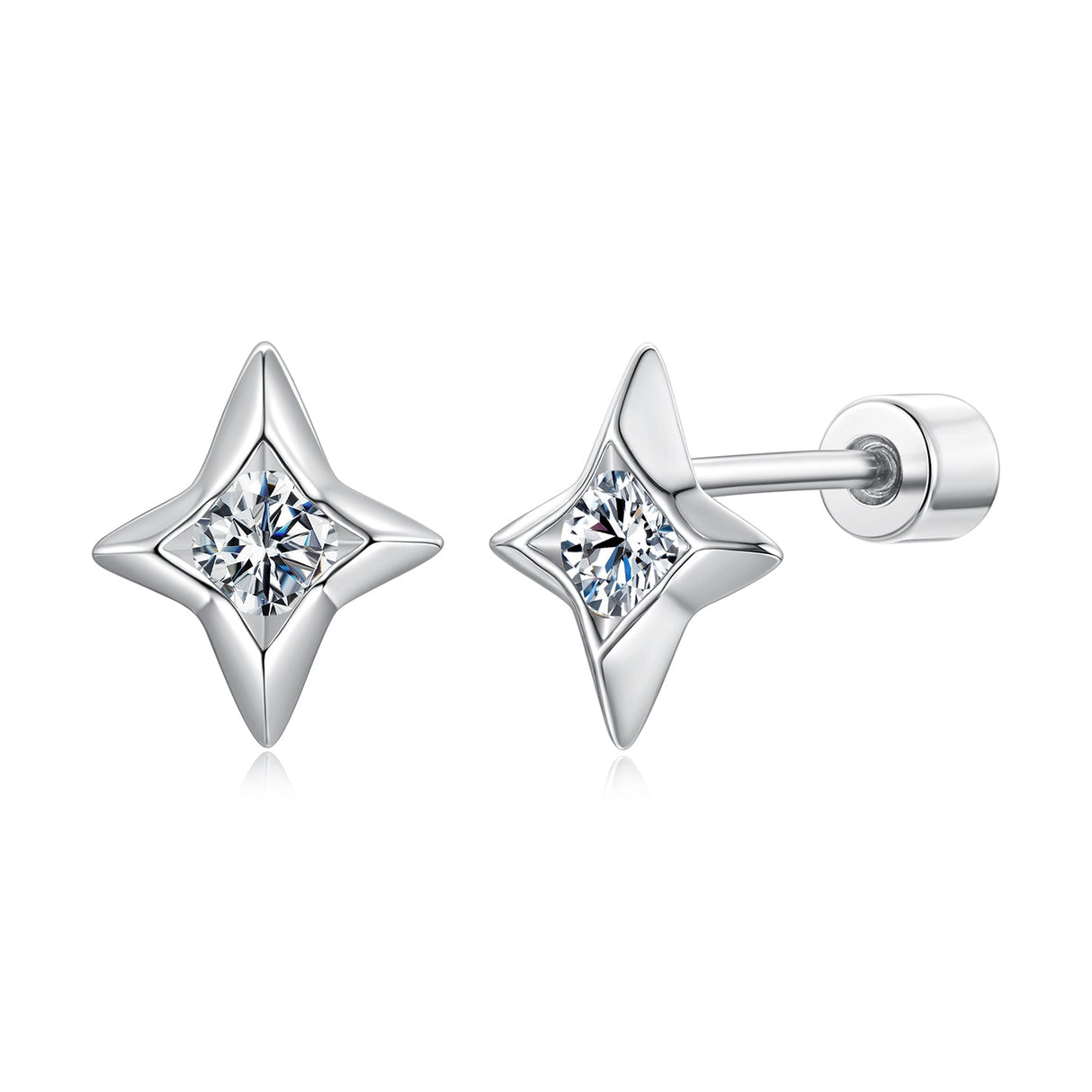 925 Sterling Silver Moissanite Earrings 0.8cm for Women